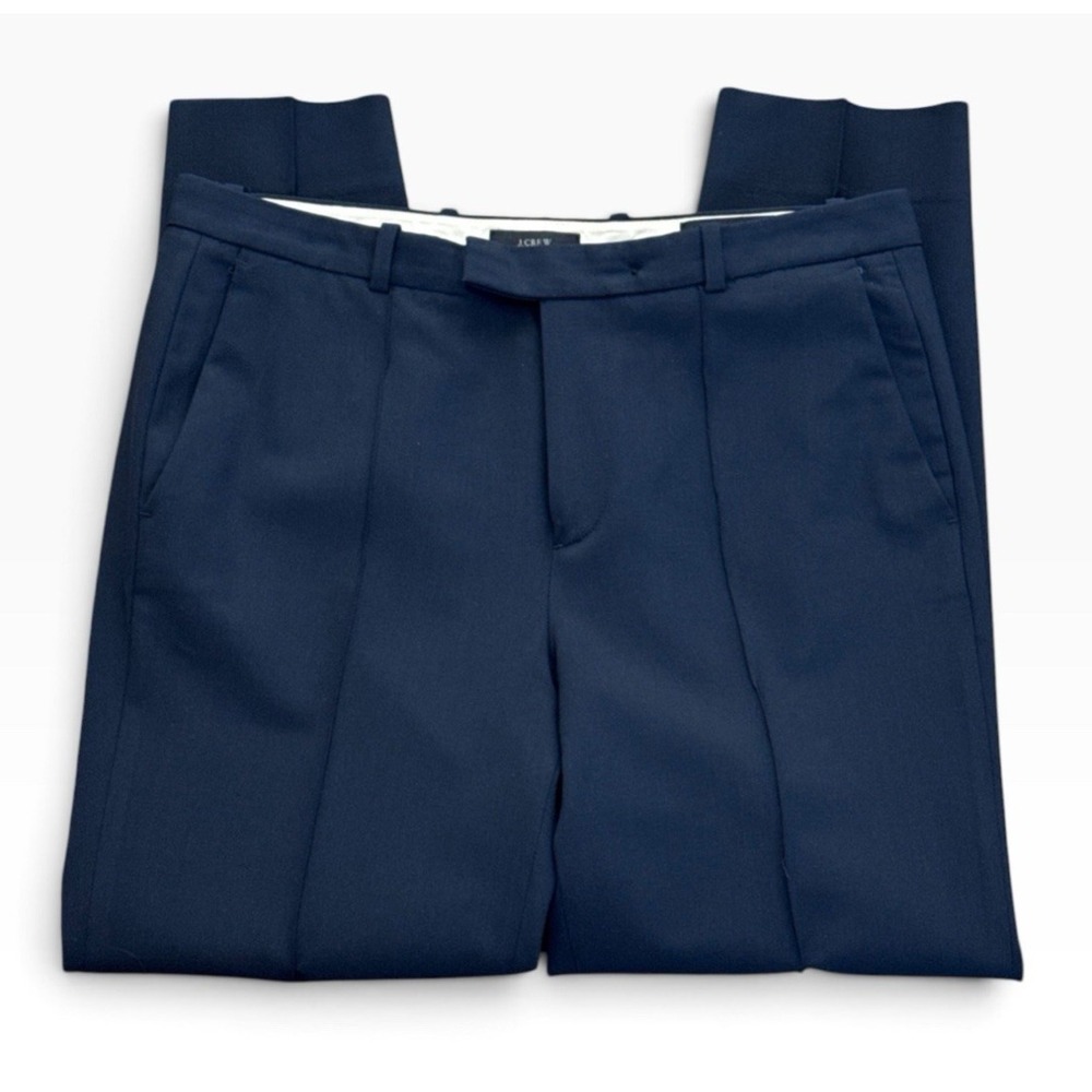 J. Crew Women's 2 Wool Bld Italian Tollegno 1900 Taper Pant Navy EUC 25"